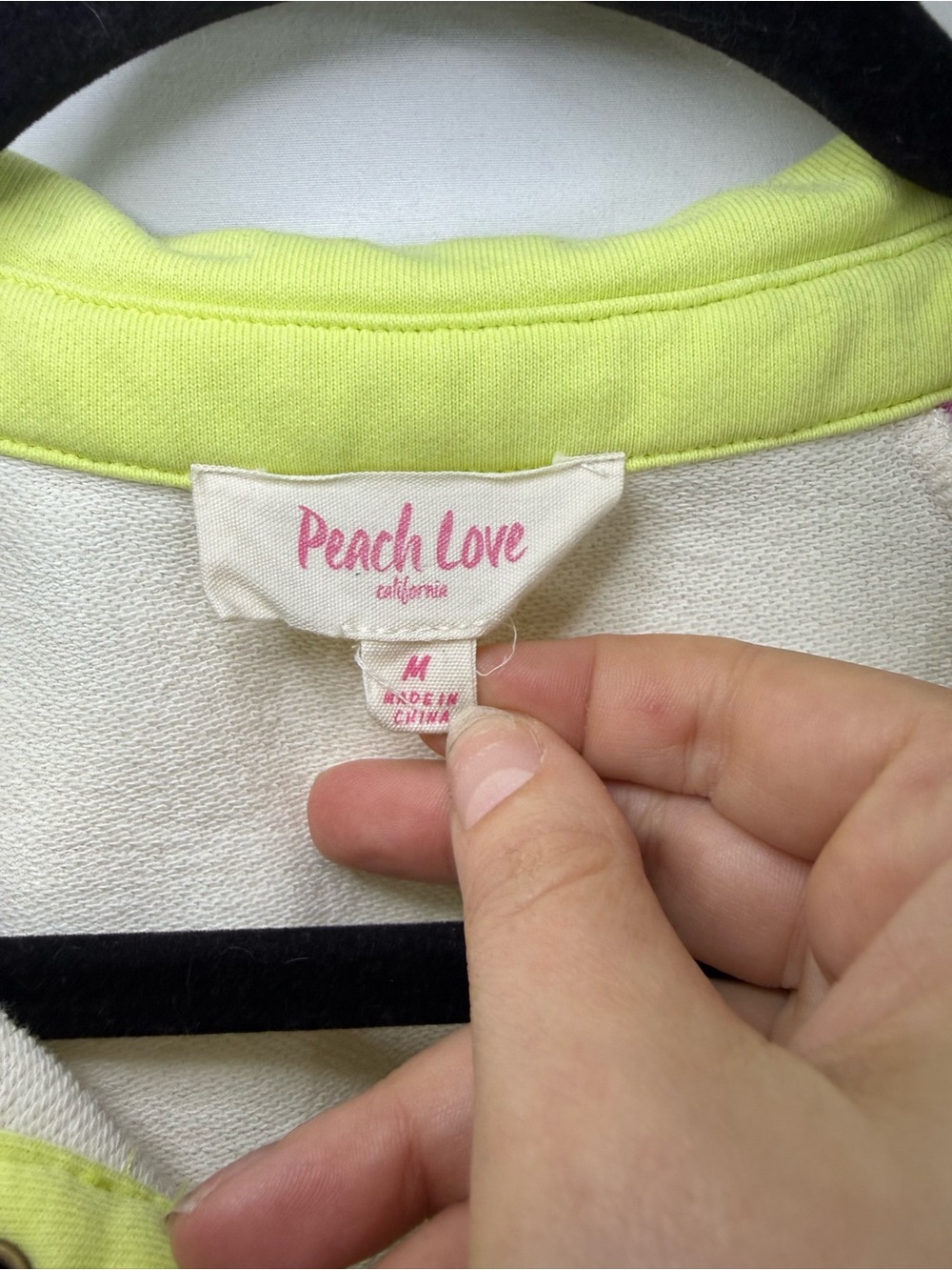 Peach Love California Neon Colorblock Snap Collar Sweatshirt Size M - Picture 2 of 7